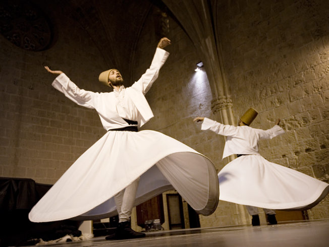 The Whirling Dervishes perform in Bellapais Abbey in North Cyprus