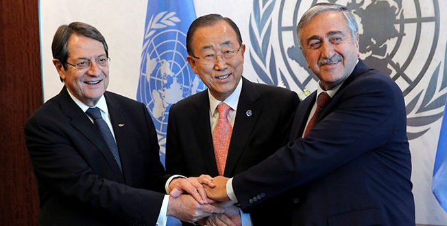 Mustafa Akinci, Nicos Anastasiades, and General Ban Ki-moon