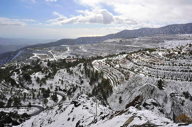 Snow covers Troodos peaks